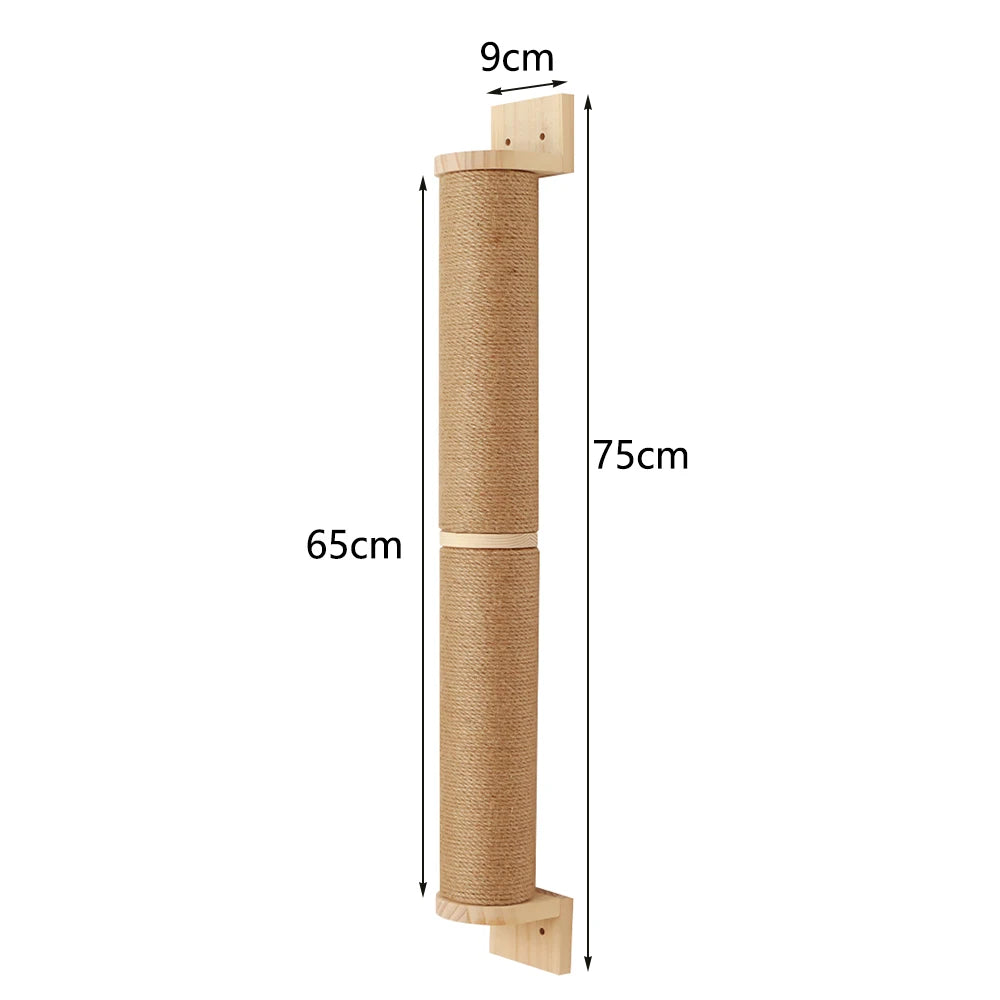 Griffoir mural pour chat en sisal – poteau vertical en bois 75 cm