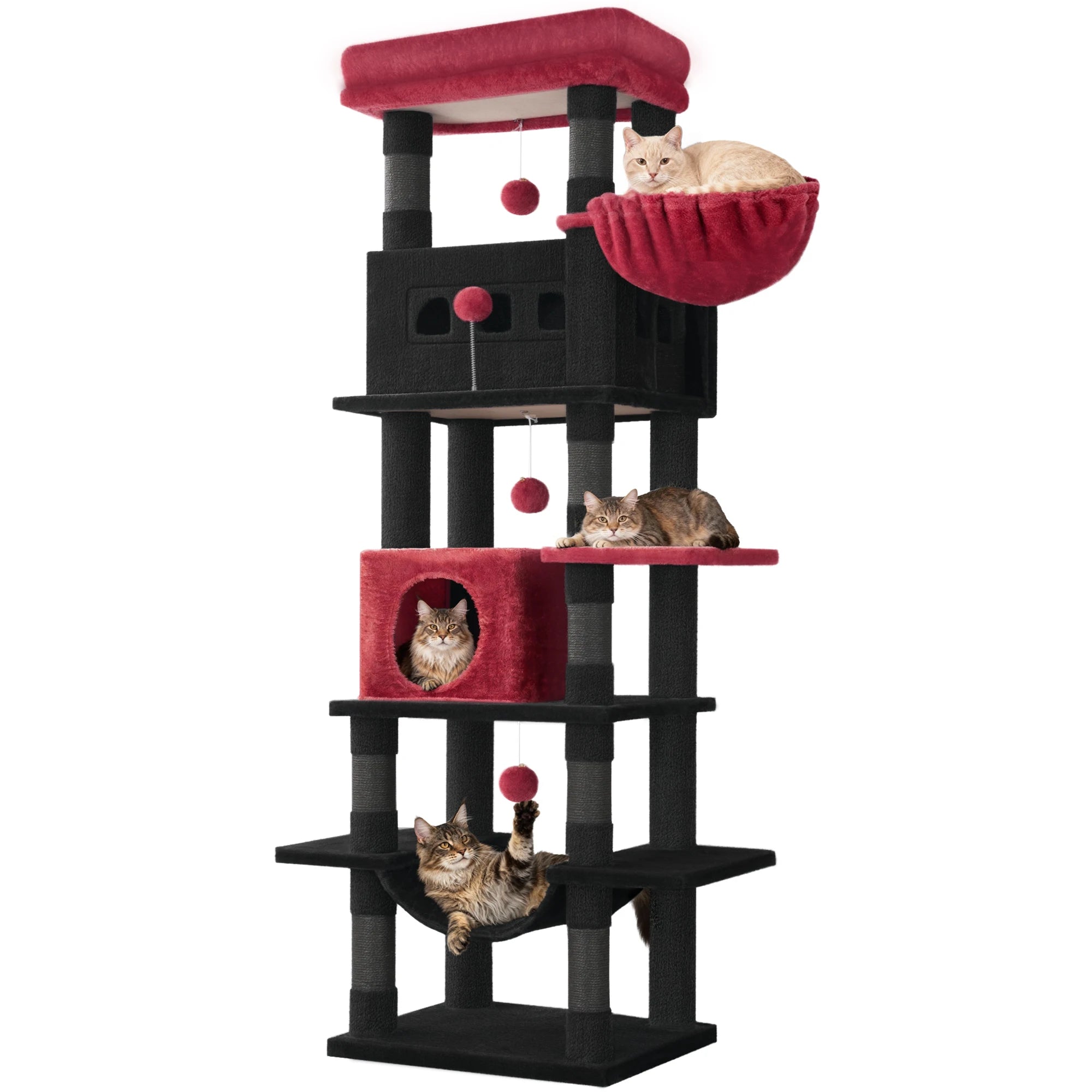 Arbre à chat XXL 170 cm avec hamac, niches et griffoirs en sisal – Cat Palace