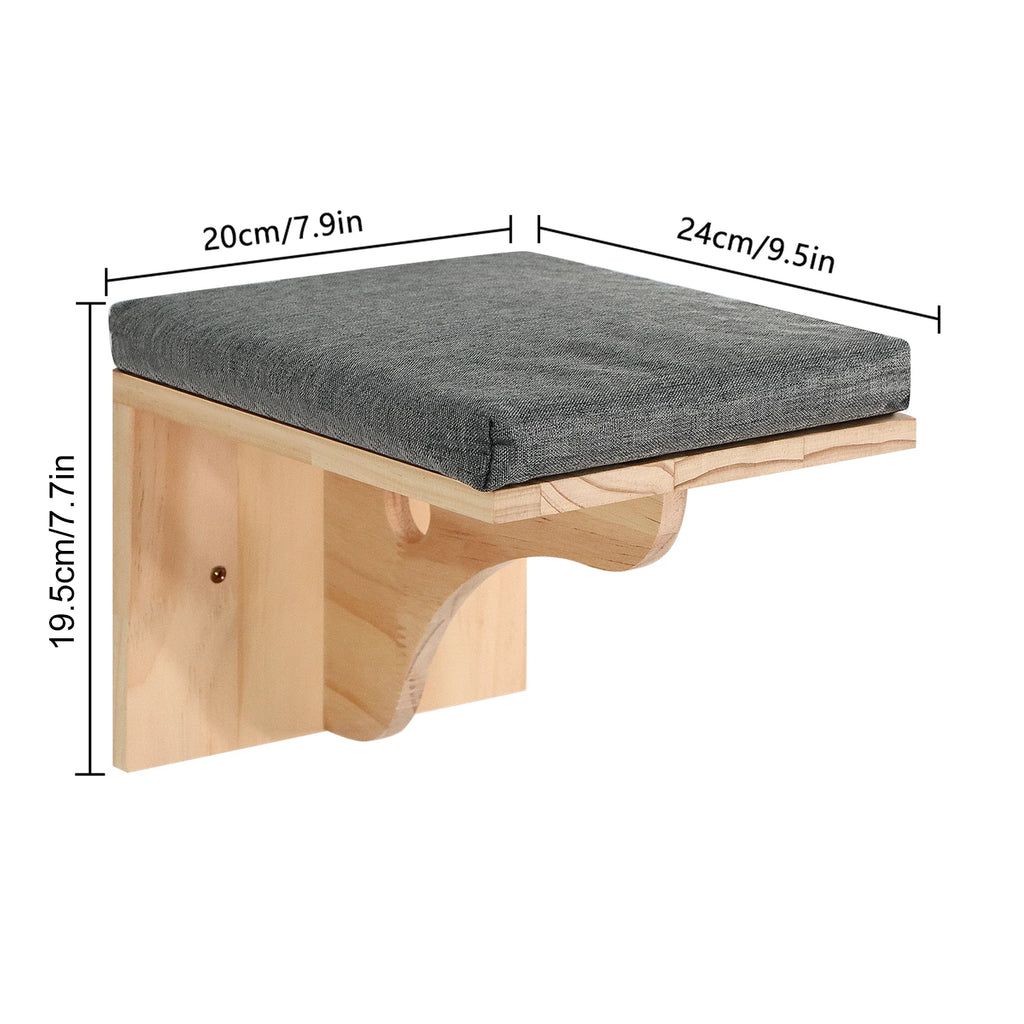 Plateforme murale pour chat en bois avec coussin amovible – support d’escalade design