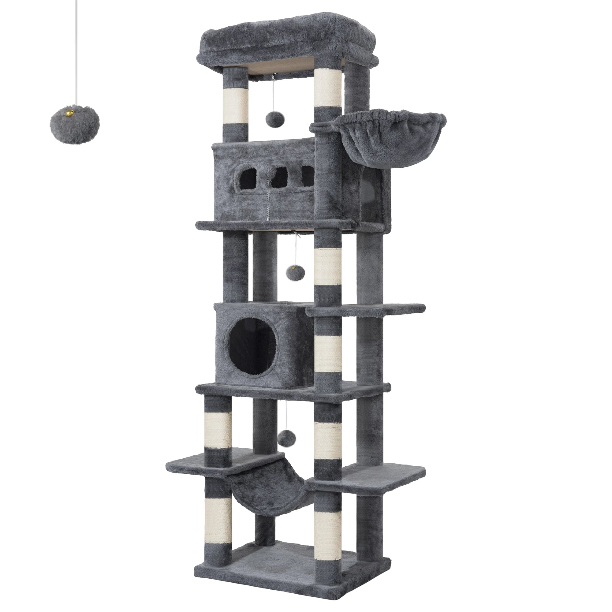 Arbre à chat XXL 170 cm avec hamac, niches et griffoirs en sisal – Cat Palace