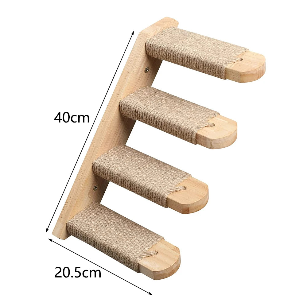 Escalier mural pour chat en bois et sisal – 4 marches d’escalade