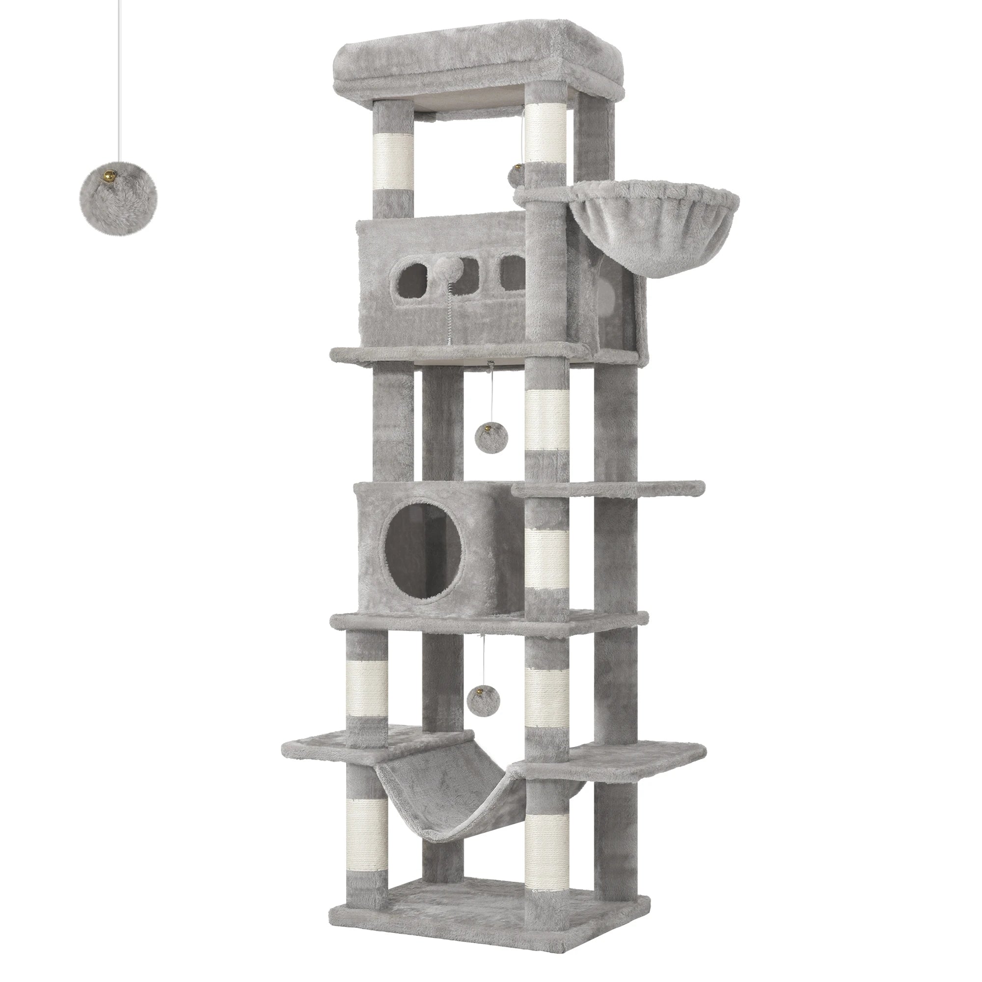 Arbre à chat XXL 170 cm avec hamac, niches et griffoirs en sisal – Cat Palace